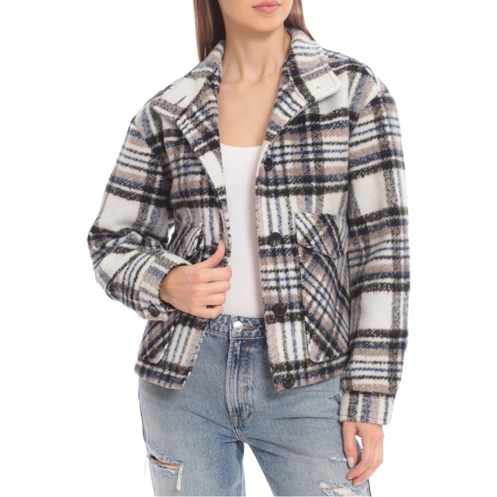 NWT - Avec Les Filles - Brushed Plaid Oversized Jacket (Shacket) - size XL